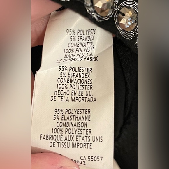 Tiana B Women's Shift Dress Black Beaded Cuffs & Hem Cocktail Size 12 - Picture 7 of 7